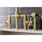 Kingston Brass KS2337NX Industrial Style Bridge Kitchen Faucet with Brass Sprayer, Brushed Brass KS2337NX - alternate 4